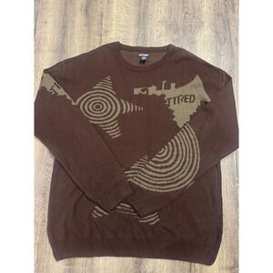 Hot Topic Tired Spiral Star Knit Sweater Brown 3XL Mens Alternative Grunge Indie